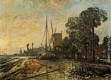 Windmill, Paintings - Windmill near the Water by Johan Barthold Jongkind